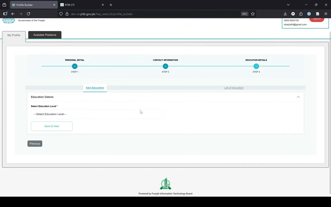 Add Education Details